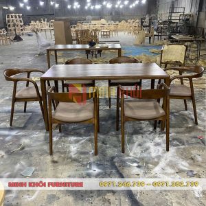 Bộ bàn ghế ăn Neva mặt nệm gỗ ash cao cấp