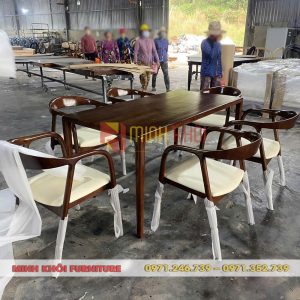 Bộ bàn ghế ăn Neva mặt nệm gỗ ash cao cấp
