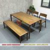 Bộ bàn ghế ăn nhà hàng MK-0104 gỗ ash tự nhiên đẹp, bền, sang trọng