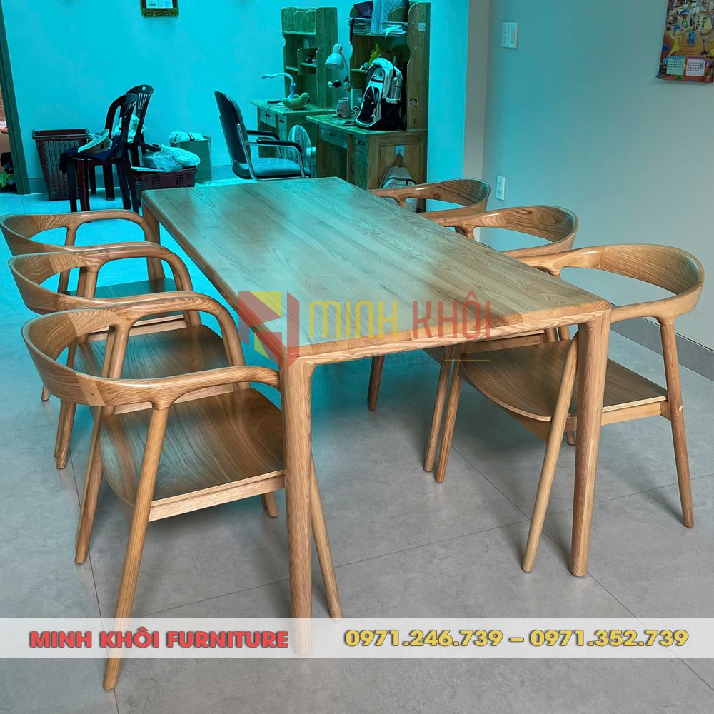 Bộ bàn ghế gỗ nhà hàng Neva gỗ ash đẹp, sang trọng 4 Bộ bàn ghế gỗ nhà hàng Neva gỗ ash đẹp, sang trọng