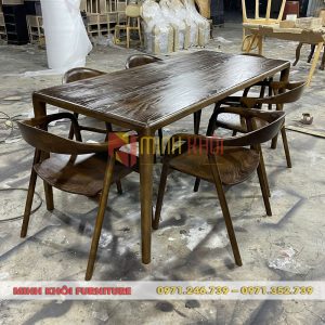Bộ bàn ghế gỗ nhà hàng Neva gỗ ash đẹp, sang trọng