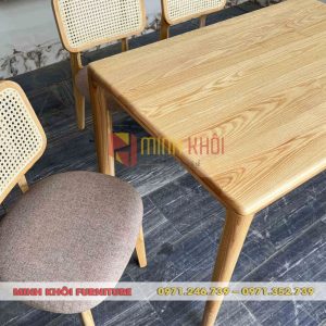 Bộ bàn ghế quán ăn CH301 gỗ Ash lưng mây đẹp, hiện đại