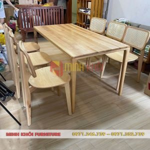 Bộ bàn ghế quán ăn CH301 gỗ Ash lưng mây đẹp, hiện đại